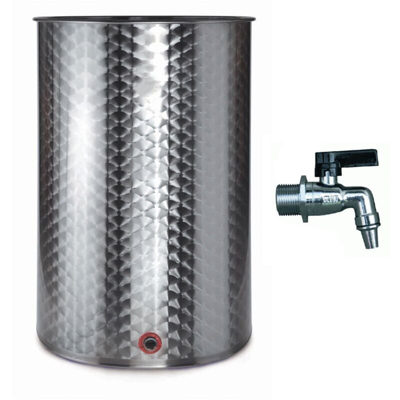 foto del prodotto botte in acciaio inox 18 10 per olio e vino made in italy bidone, tappo, rubinetto, supp. galleggiante olio 500 lt