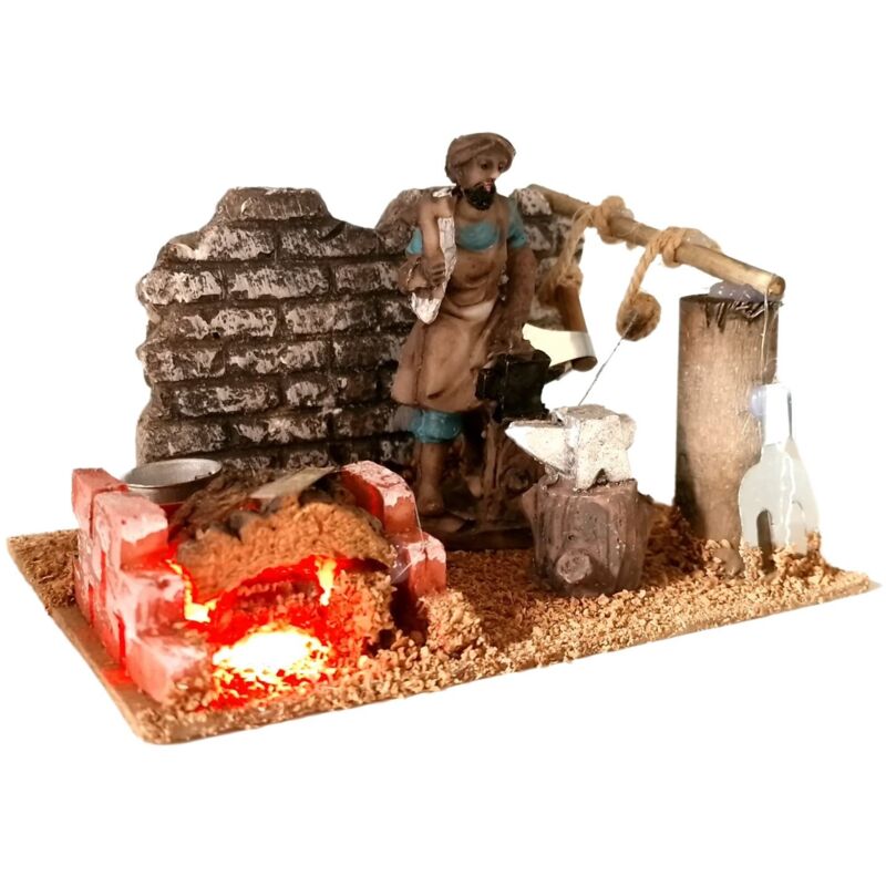 foto del prodotto bottega fabbro scena per presepe con led 14.5 cm 12106