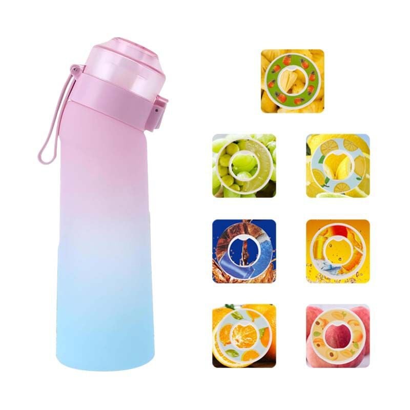foto del prodotto bottiglia air aroma da 650 ml, 7 gusti diversi, bottiglia sportiva profumata, senza bpa, 0 zucchero, con cannuccia e spazzola per la pulizia ombre