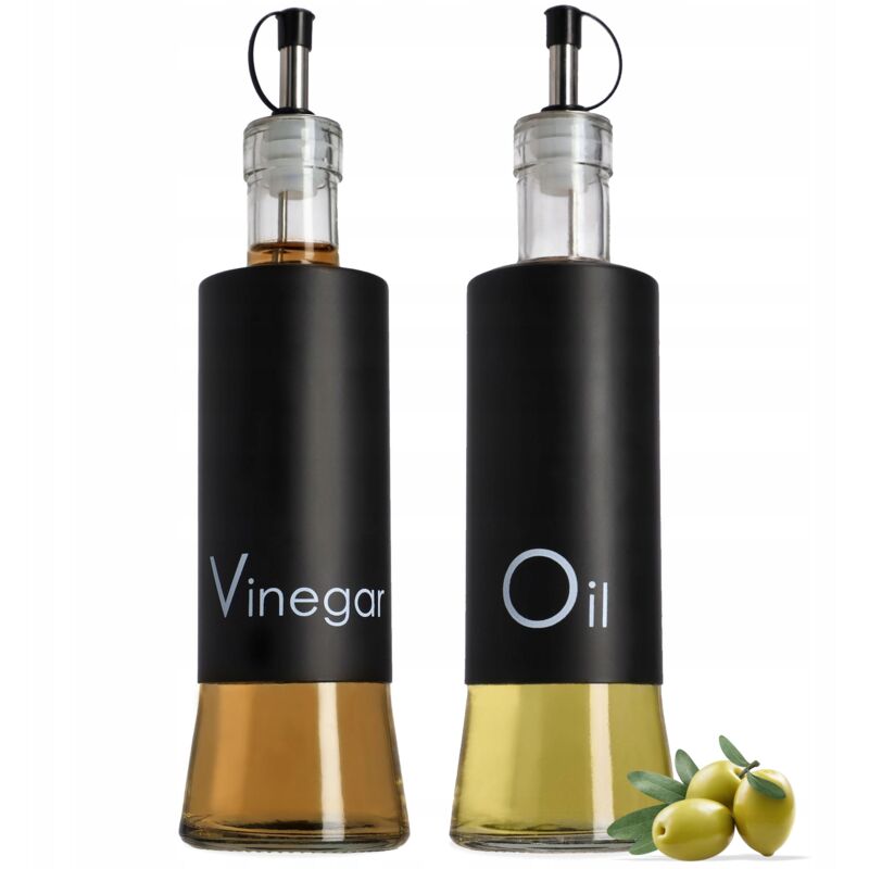 foto del prodotto bottiglia di aceto di olio da 2 pezzi da 320 ml con set di bottiglie di vetro dispenser