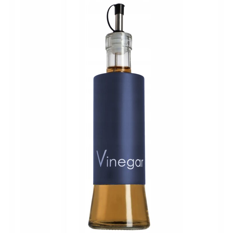 foto del prodotto bottiglia di aceto di olio kadax da 320 ml con dispenser per olio in vetro blu navy