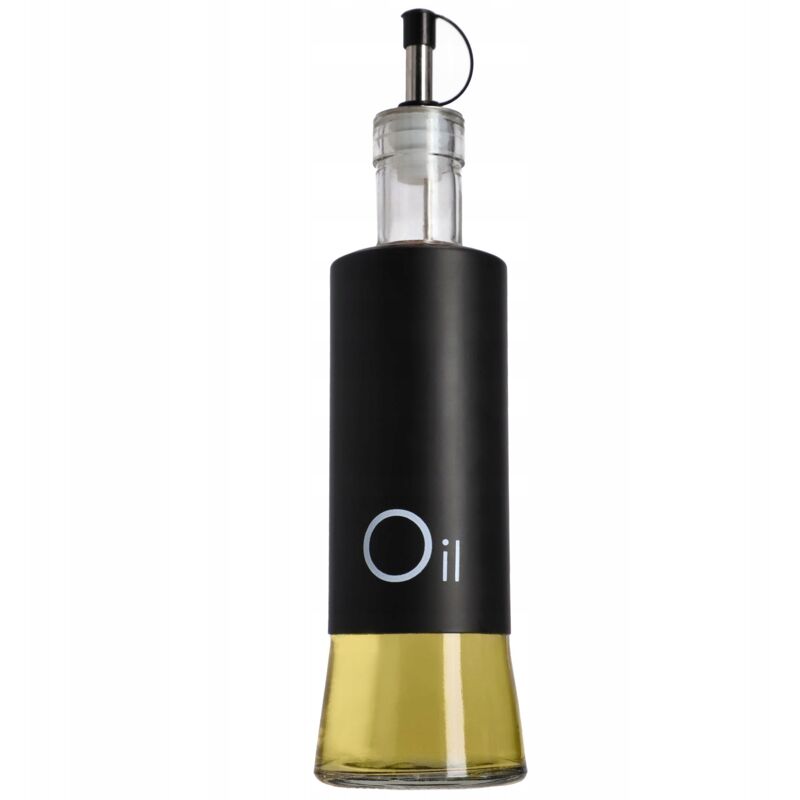 foto del prodotto bottiglia di olio d oliva kadax da 320 ml con dispenser per olio in vetro nero