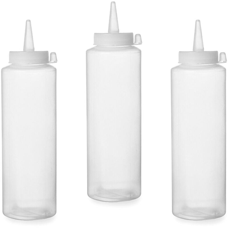 foto del prodotto bottiglia dosatrice per salse fredde, set da 3 - trasparente 0,7l - hendi 557952