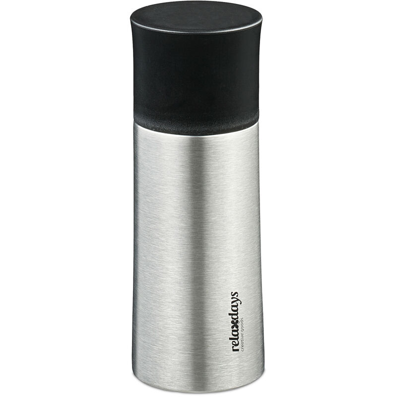 foto del prodotto bottiglia termica 300 ml, borraccia isolante con bicchiere, bevande calde e fredde, in acciaio inox, argentato relaxdays