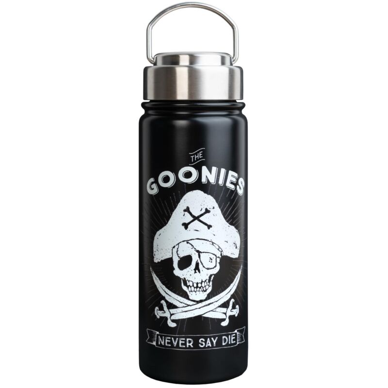 foto del prodotto bottiglia termica 550 ml the goonies borraccia termica a doppia parete in acciaio inox, chiusura ermetica e manico, bpa free, ideale come i goonies