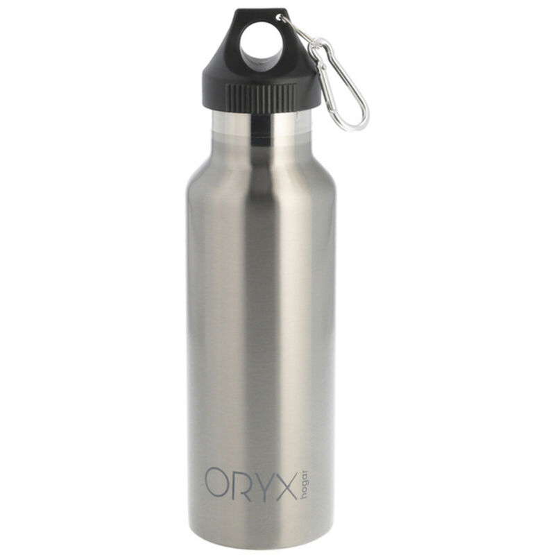 foto del prodotto bottiglia thermos in acciaio inox da 500 ml. chiusura 100 ermetica, con moschettone. oryx