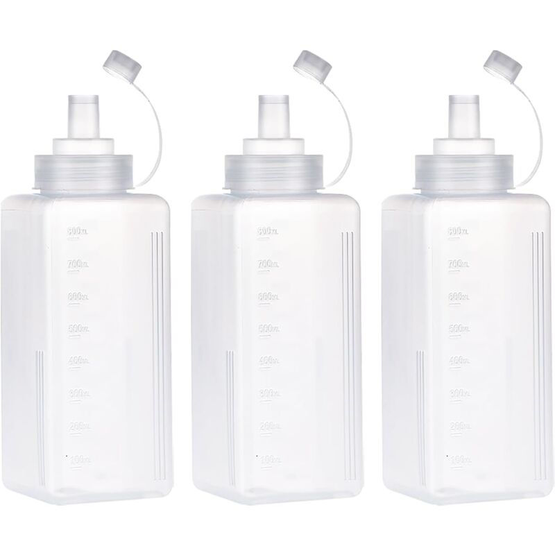 foto del prodotto bottiglie per condimenti, bottiglie trasparenti per salse, bottigliette a bocca larga, bottigliette in plastica per pittura, cottura, ketchup, olio