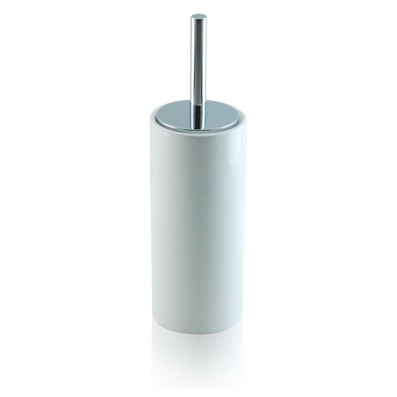 foto del prodotto bottiglioni catalogo generale porta scopino da bagno a terra pavimento in ceramica e ottone cromato, colore bianco