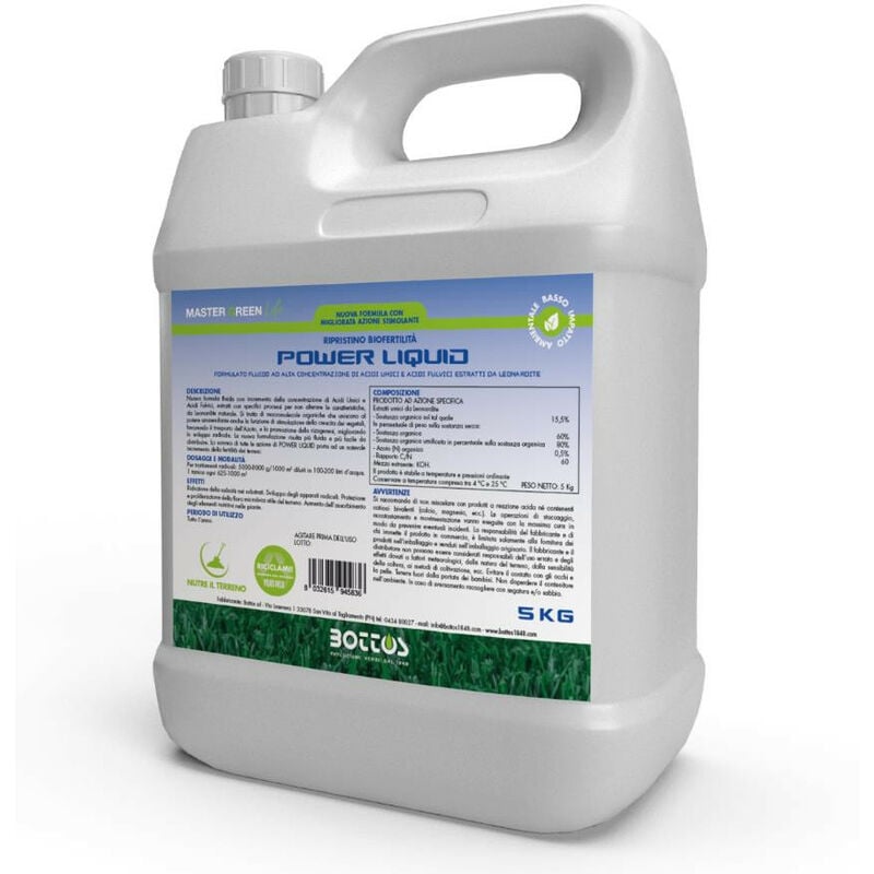 foto del prodotto bottos power liquid life 5 kg biostimolanti per prato