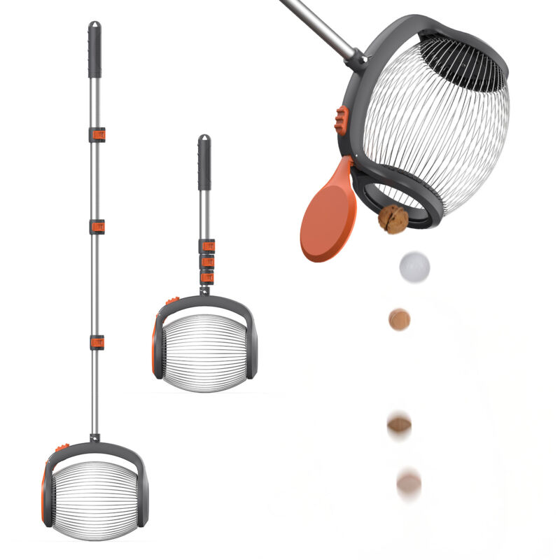 foto del prodotto boudech bawang rullo raccoglifrutta da 2 a 4 cm con asta telescopica in acciaio per frutta nocciole castagne e oggetti