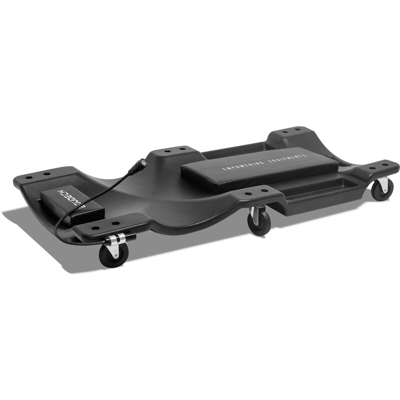 foto del prodotto boudech snake carrello sotto auto con poggiatesta, cuscino lombare e luce led magnetica orientabile