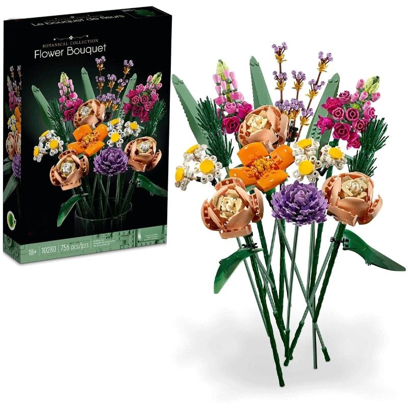 foto del prodotto bouquet da costruzione fiori di rosa artificiali, accessori per la casa, regali per lei e per lui, collezione botanica e stoviglie per adulti.