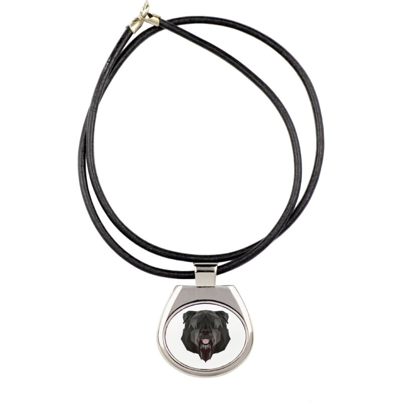 foto del prodotto bouvier des flandres - collana con foto e iscrizione geometrica di art-dog