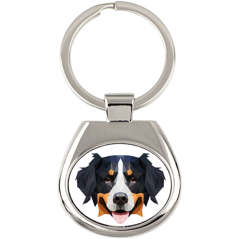 foto del prodotto bovaro bernese portachiavi geometrico con foto e scritta art dog