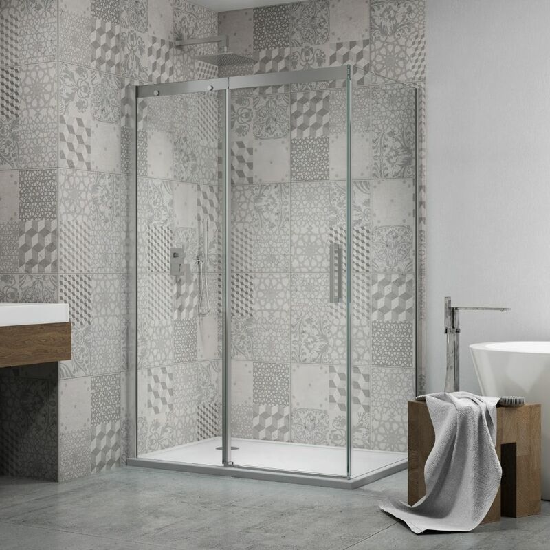 foto del prodotto box angolare porta scorrevole gelsomino vetro 8 millimetri trasparente temperato misure 68 70x88 90xh200 cm dx confezione 1