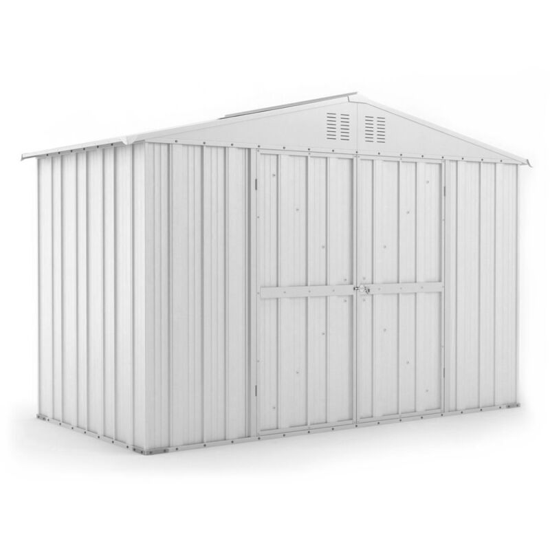 foto del prodotto box attrezzi in lamiera casetta da giardino in acciaio 327x155cm x h2.15m 114kg 5.06mq colore bianco