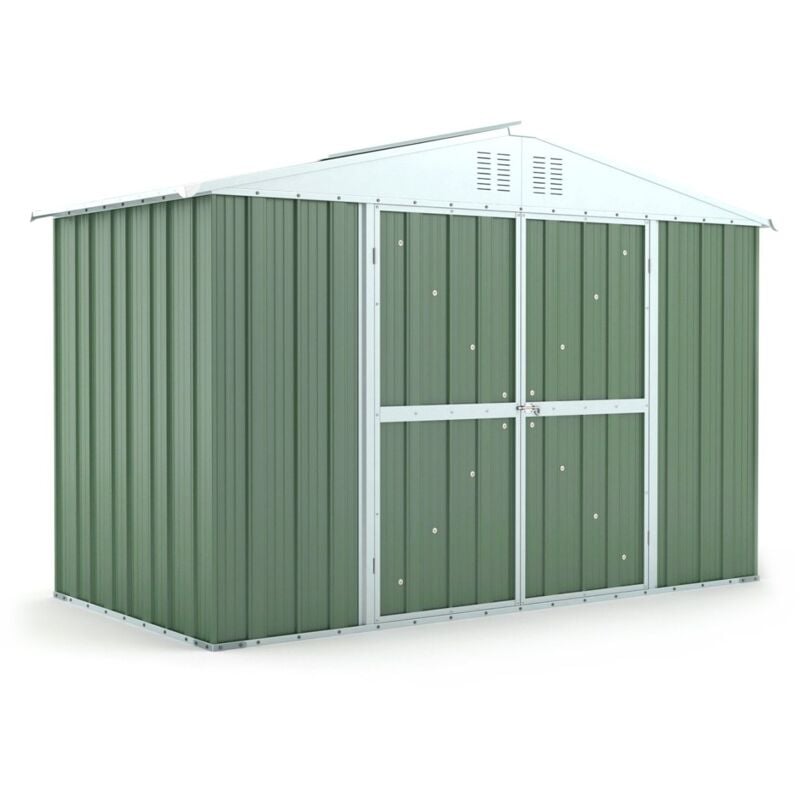 foto del prodotto box attrezzi in lamiera casetta da giardino in acciaio 327x155cm x h2.15m 114kg 5.06mq colore verde