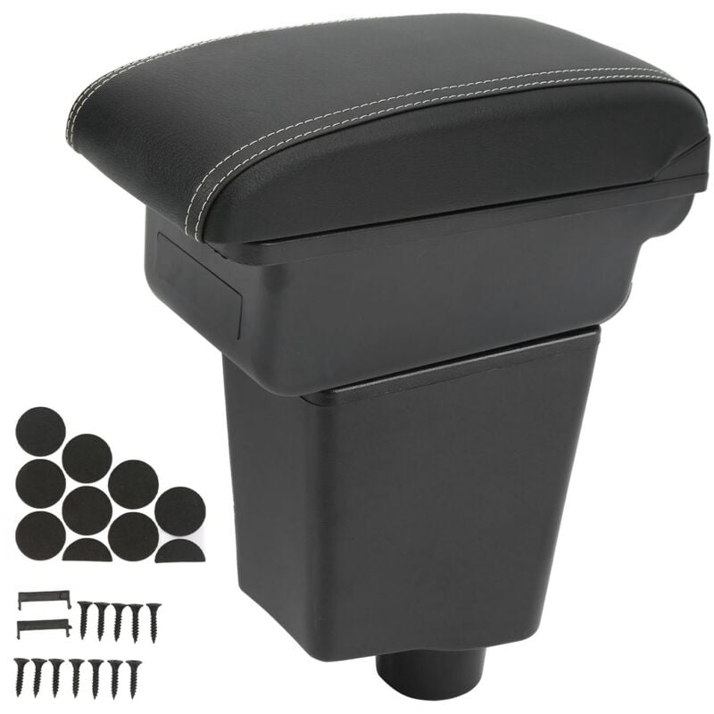 foto del prodotto box bracciolo console portaoggetti in pelle artificiale con chiusura silenziosa di ricambio per captur clio 4 - eosnow