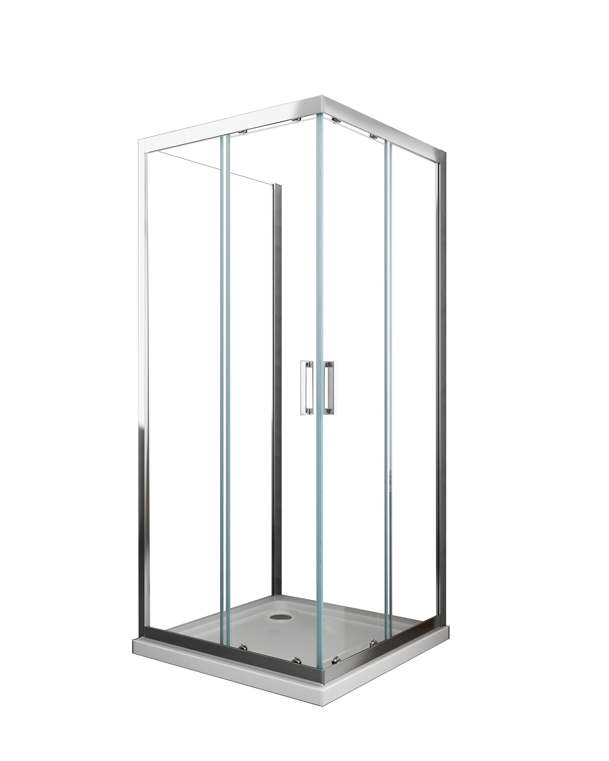 foto del prodotto box cabina doccia 3 lati vetro fisso laterale due lati scorrevoli vetro 6 mm h 190 cm 90x130x90