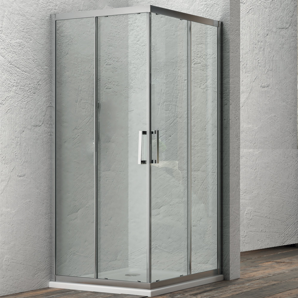 foto del prodotto box cabina doccia angolare corner due ante scorrevoli cristallo temprato alta qualit misure 67 69x67 69xh195 cm...