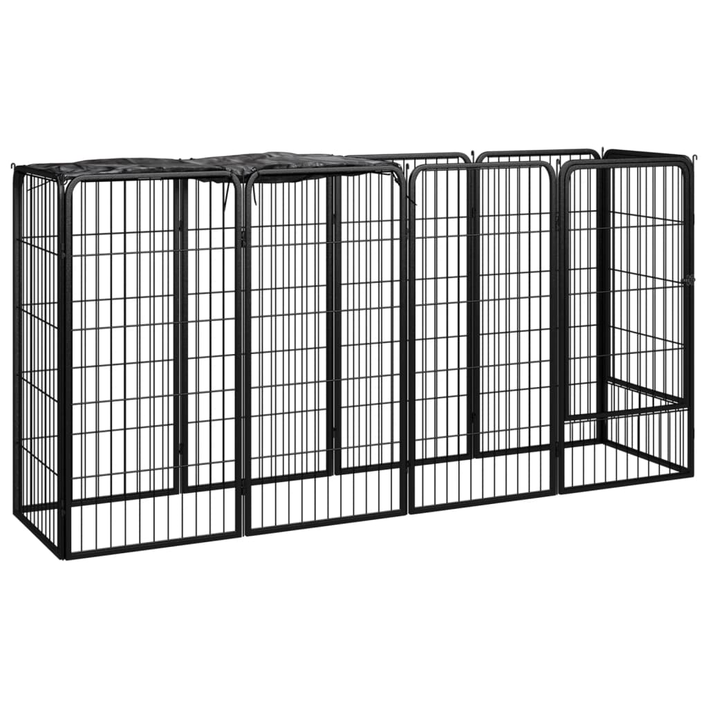 foto del prodotto box cani 10 pannelli nero 50x100 cm acciaio verniciato polvere cod mxl 44446