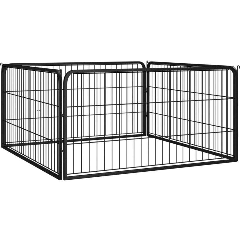 foto del prodotto box cani a 4 pannelli nero 100x50cm acciaio verniciato polvere vidaxl