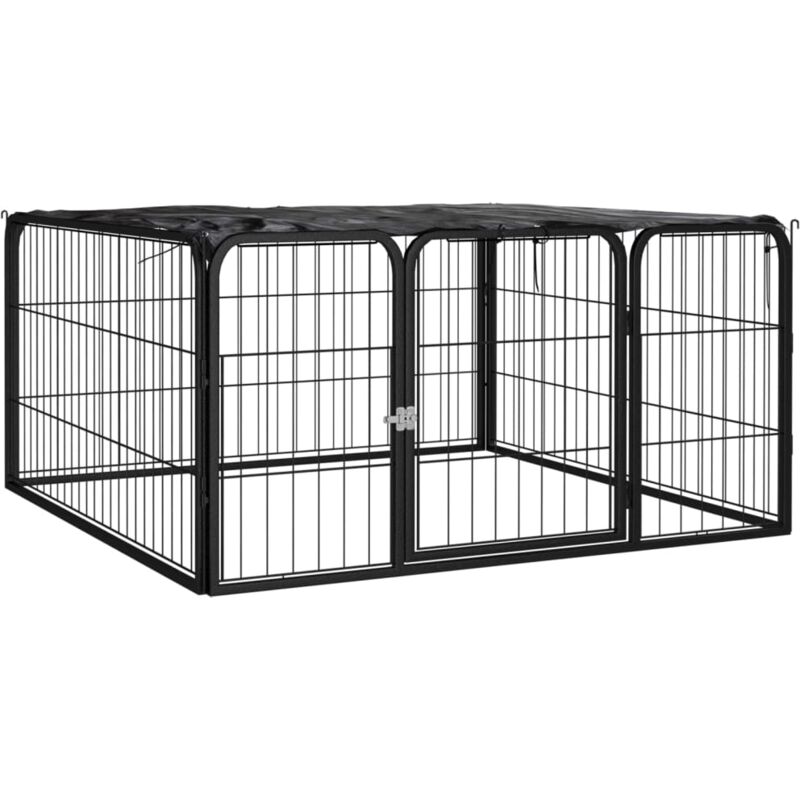 foto del prodotto box cani a 4 pannelli nero 100x50cm acciaio verniciato polvere vidaxl