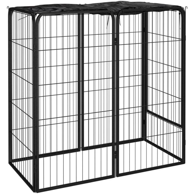 foto del prodotto box cani a 6 pannelli nero 50x100cm acciaio verniciato polvere vidaxl