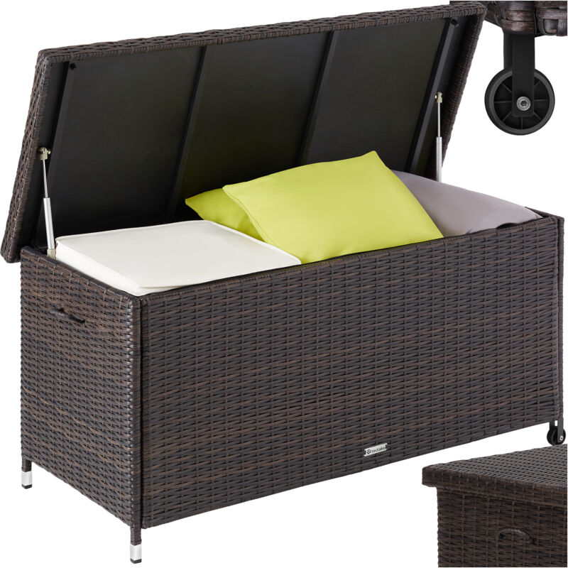 foto del prodotto box contenitore kiruna con intreccio in plastica, 120x55x61,5cm, 270 l box contenitore, contenitore a rotelle, contenitore cuscini