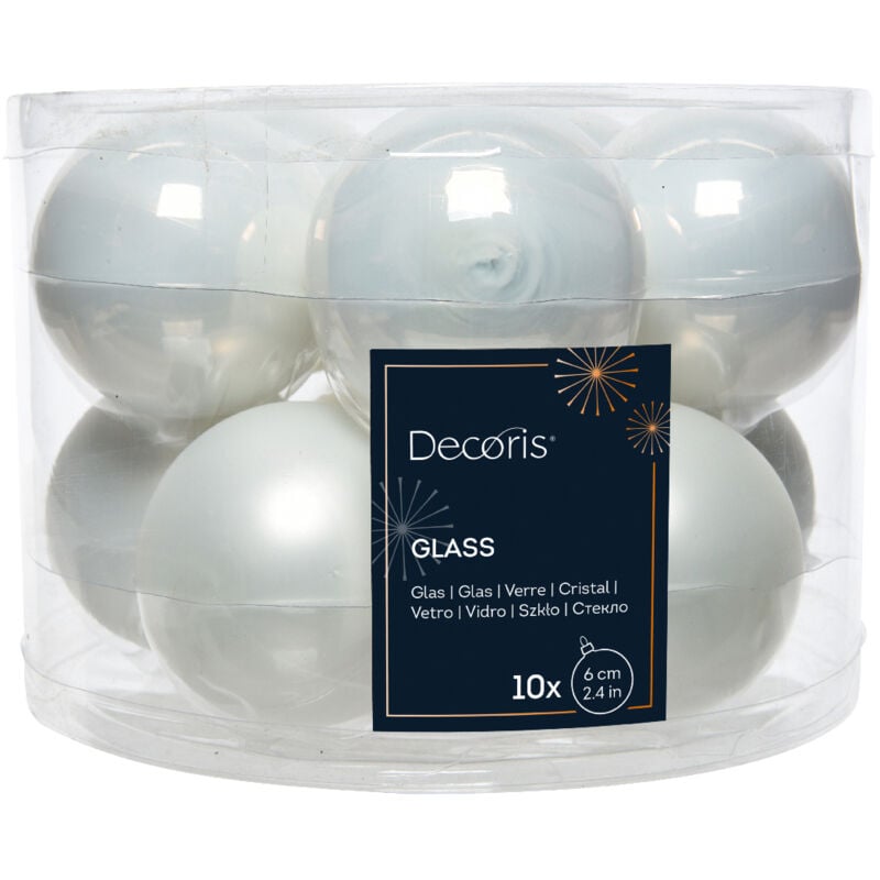 foto del prodotto box da 10 palline di natale colore biaco 6 cm