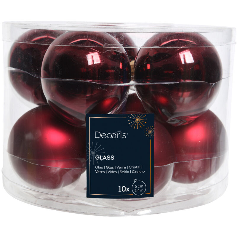 foto del prodotto box da 10 palline di natale colore vinaccio 6 cm