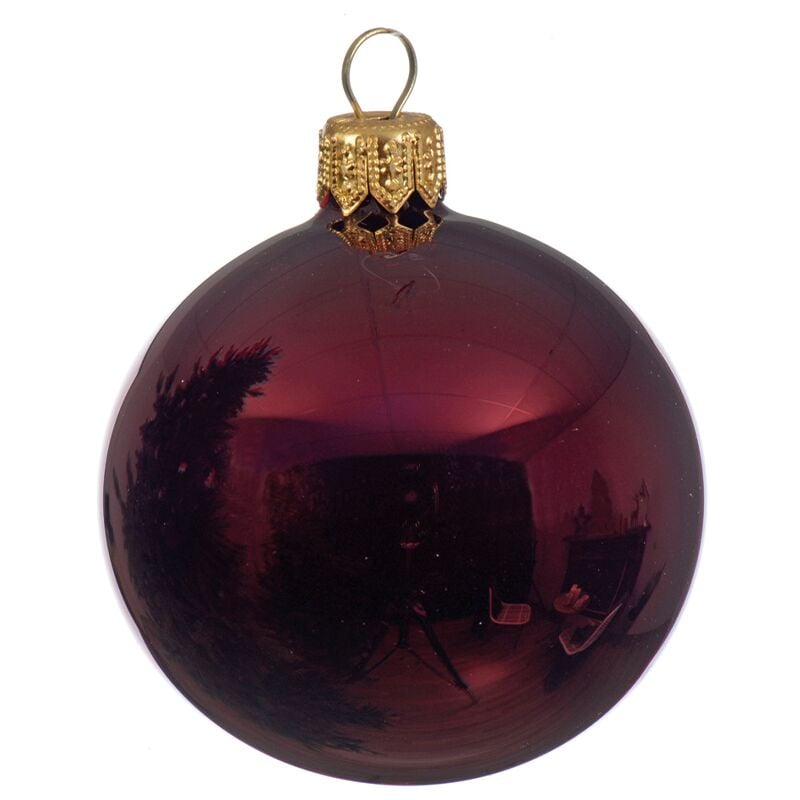 foto del prodotto box da 4 palline di natale rosso scuro lucido 10 cm