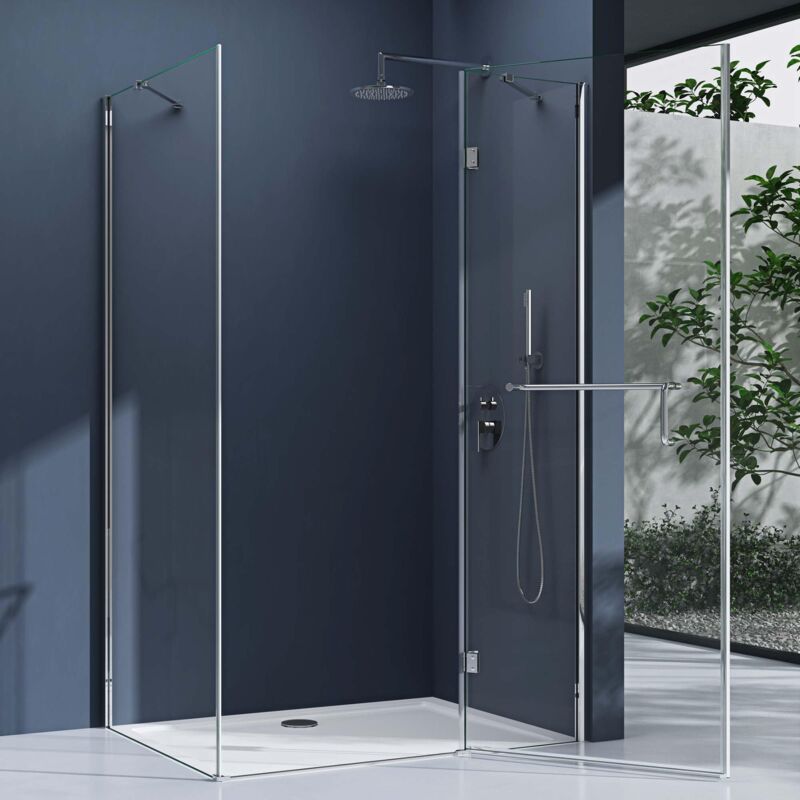 foto del prodotto box doccia 100x140x190cm, cabina bagno vetro di sicurezza esg vetro trasparente incluso rivestimento facile da pulire ravenna04k doporro