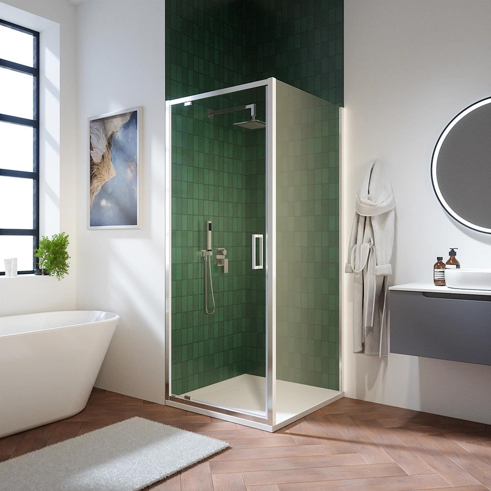 foto del prodotto box doccia 100x70 cm con apertura a battente vetro 6mm trasparente h195 cm aruba