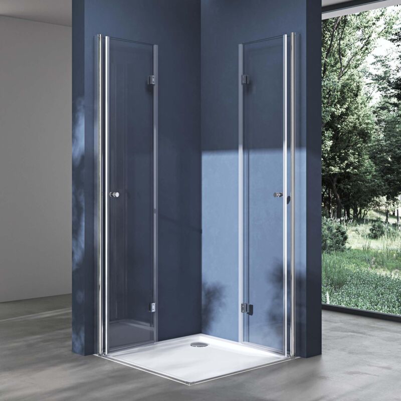 foto del prodotto box doccia 100x70x190cm con 4cm piatto doccia, cabina bagno angolare con porte girevoli a 180 vetro di sicurezza esg vetro trasparente ravenna26k
