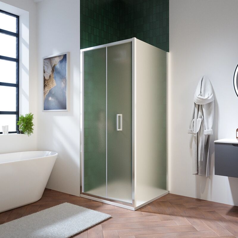 foto del prodotto box doccia 100x80cm con apertura a libro vetro 6mm opaco h195 con trattamento easy clean reversibile mod. aruba