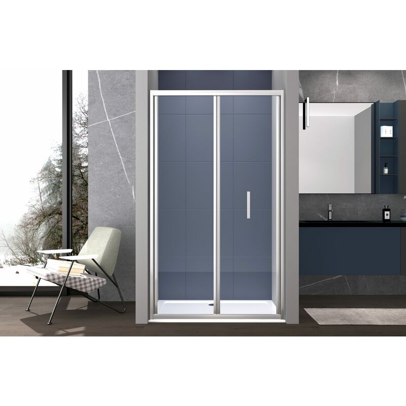 foto del prodotto box doccia 110 cm a soffietto apertura laterale a libro h195 cm chiara cromato