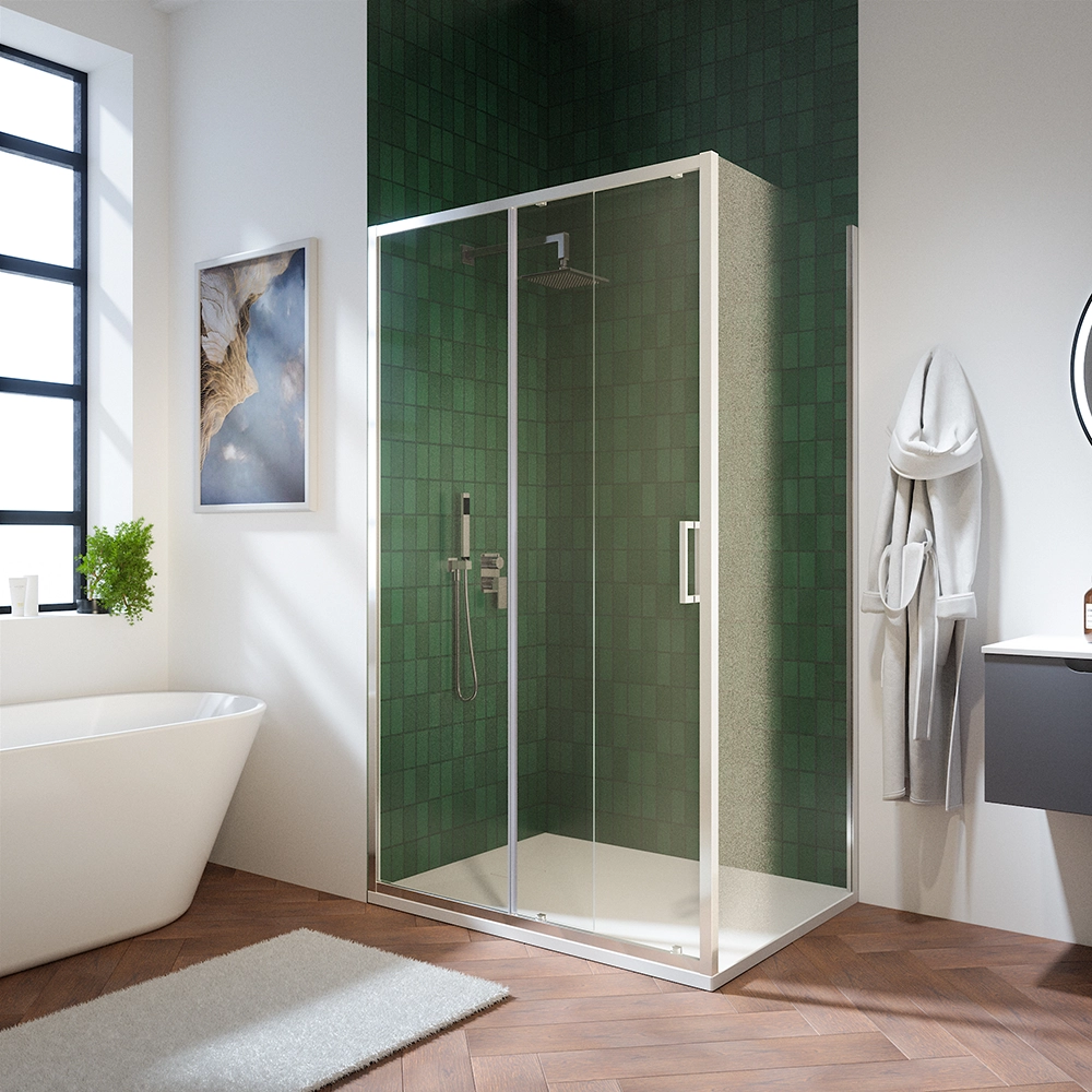 foto del prodotto box doccia 110x70 cm con apertura scorrevole vetro 6mm trasparente h195 cm aruba