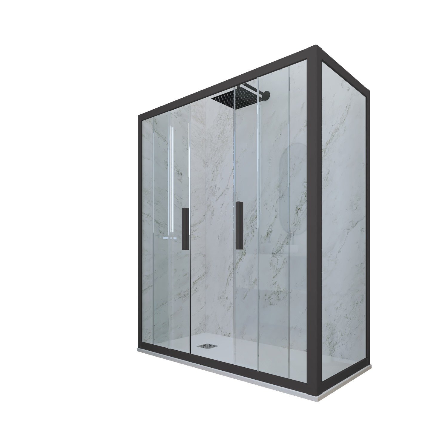 foto del prodotto box doccia 2 ante scorrevoli 70x120 cm h 200 vetro trasparente profilo antracite mod. glam duo