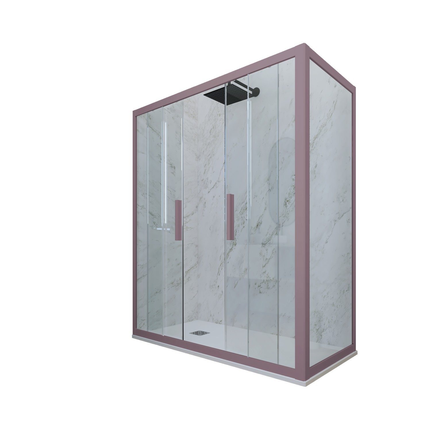 foto del prodotto box doccia 2 ante scorrevoli 70x170 cm h 200 vetro trasparente profilo lavanda mod. glam duo