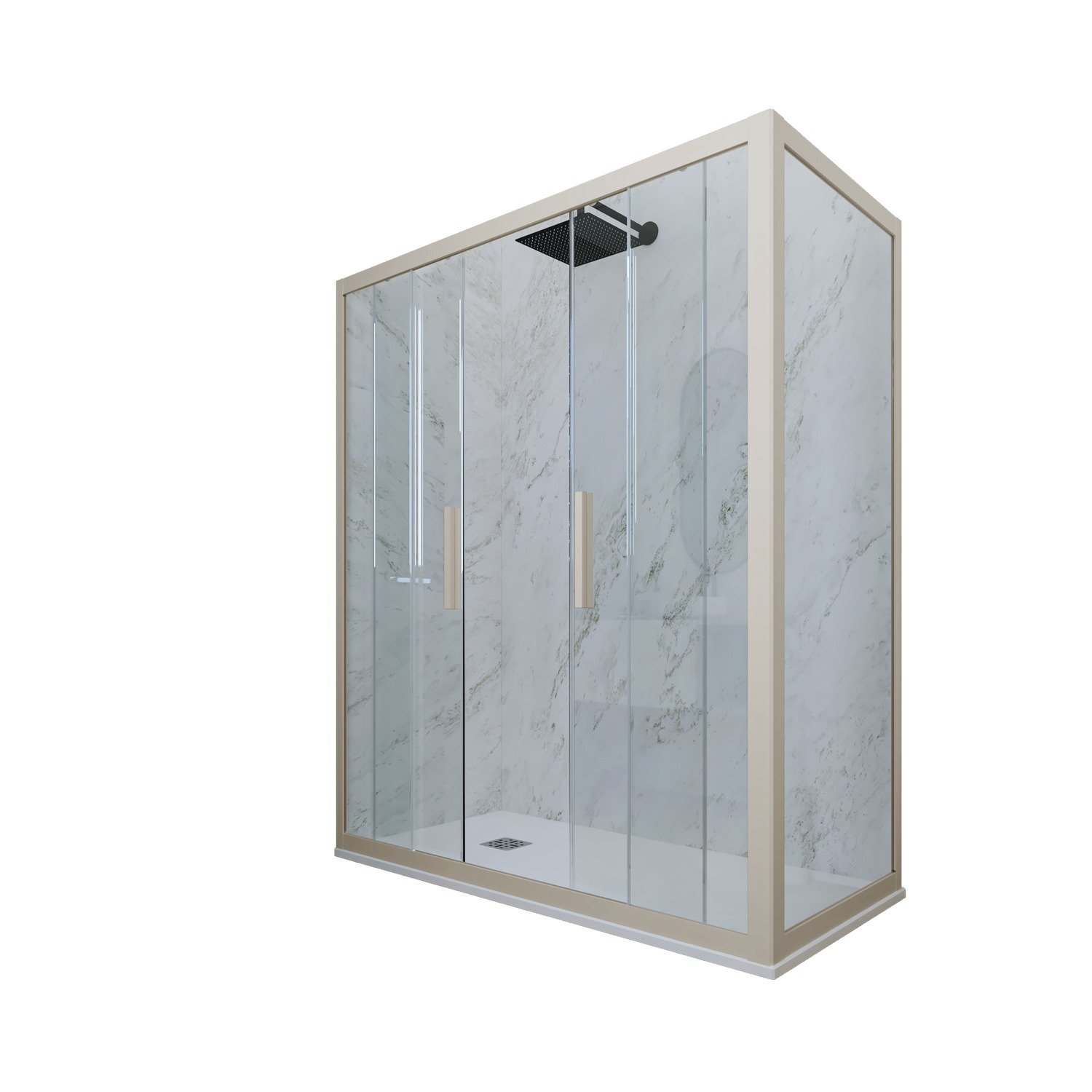 foto del prodotto box doccia 2 ante scorrevoli 80x150 cm h 200 vetro trasparente profilo champagne mod. glam duo