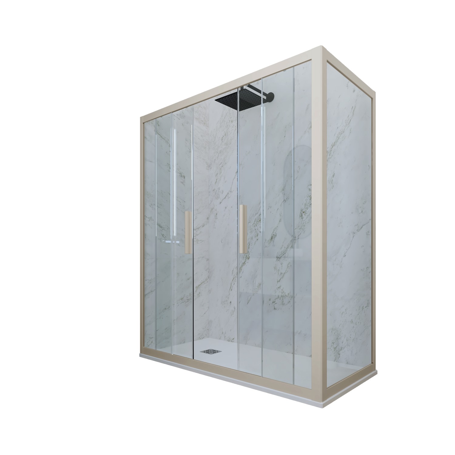 foto del prodotto box doccia 2 ante scorrevoli 90x120 cm h 200 vetro trasparente profilo champagne mod. glam duo