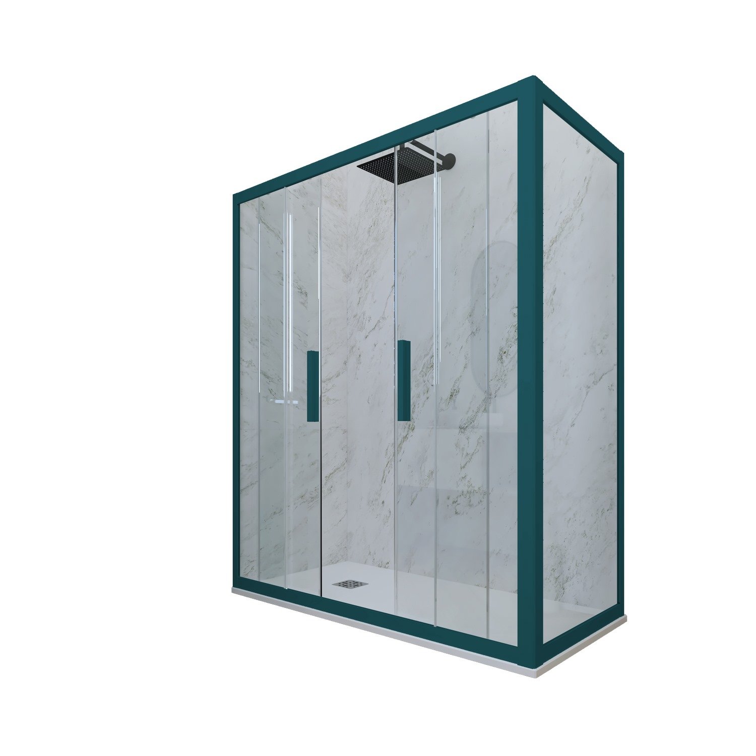 foto del prodotto box doccia 2 ante scorrevoli 90x140 cm h 200 vetro trasparente profilo verde night watch mod. glam duo