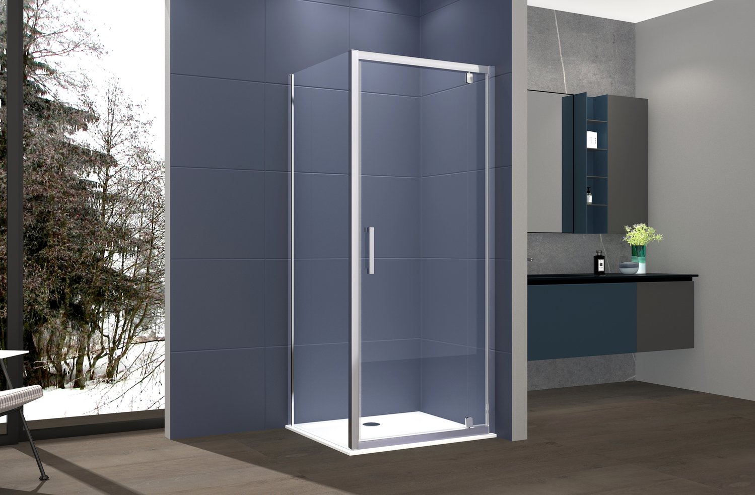 foto del prodotto box doccia 2 lati 70x80 cm fisso porta 1 battente h195 cm viola cromato