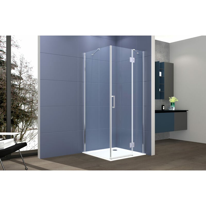 foto del prodotto box doccia 2 lati 90x110 cm fisso porta un battente h200 cm cristallo 6mm profilo cromato pippo