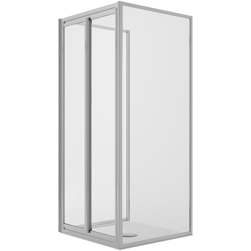 foto del prodotto box doccia 3 lati 2 fissi saloon 2 ante battente vetro trasparente h 198 mod. west 70x90x70 cm ap. 90