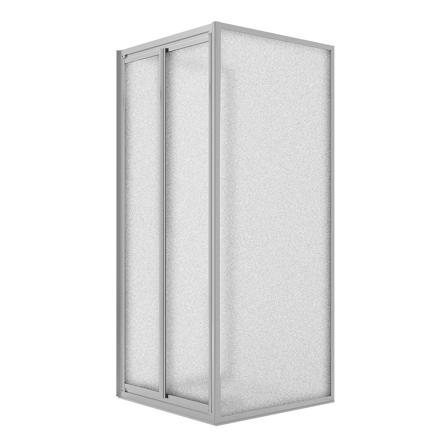 foto del prodotto box doccia 3 lati 70x100x70cm h185 cristallo stampato c 2 fissi saloon 2 ante battente 100 mod. clint