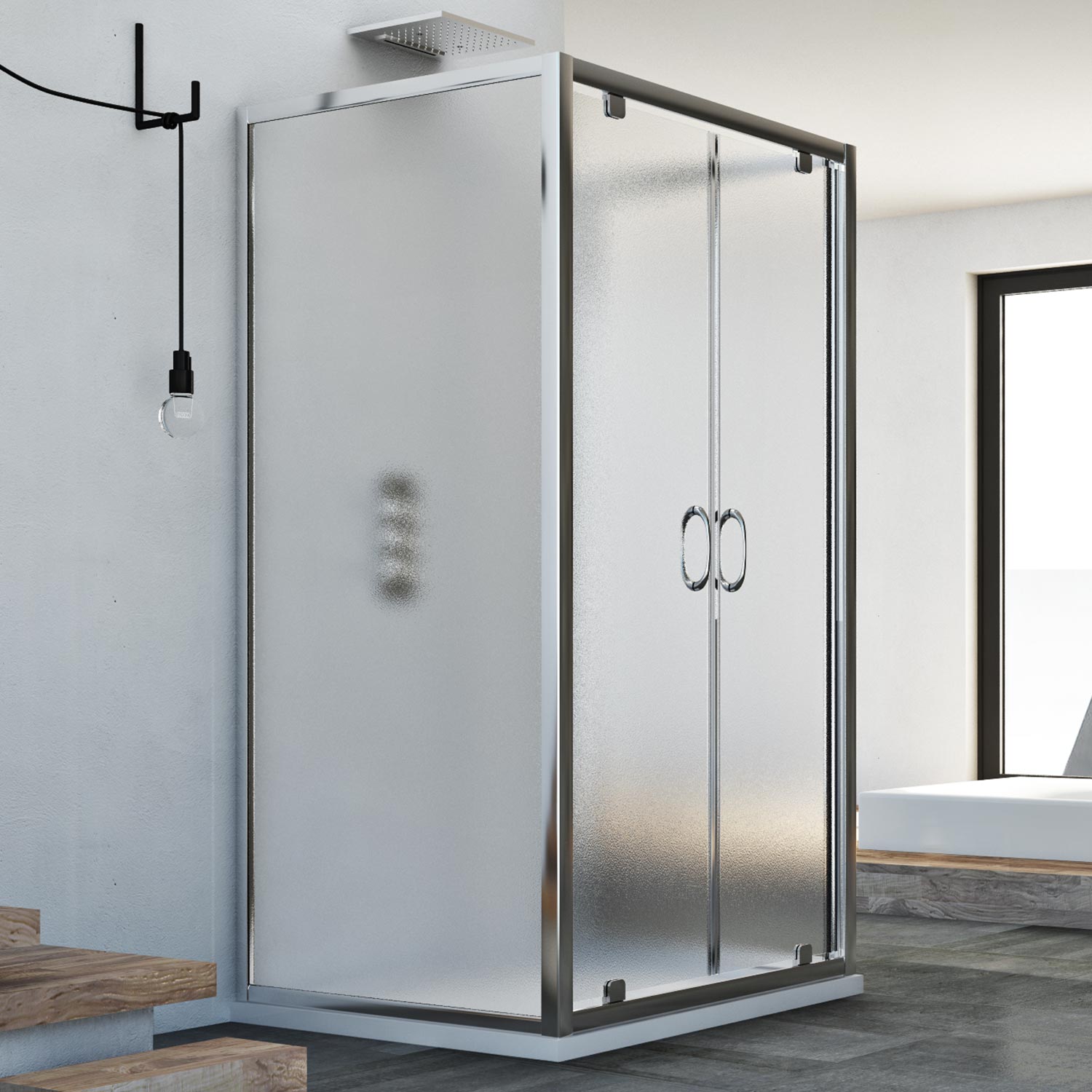 foto del prodotto box doccia 3 lati 70x110x70 cm h185 stampato c mod. sintesi trio 2 ante