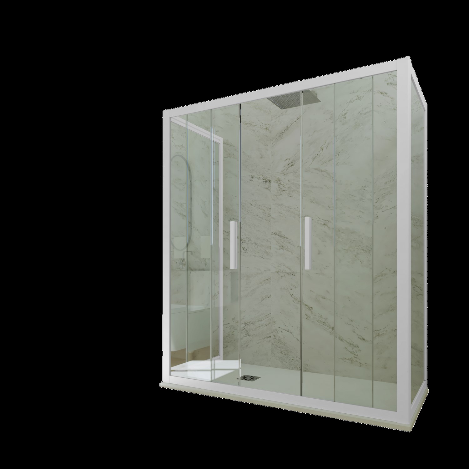 foto del prodotto box doccia 3 lati 70x120x70 cm h 200 vetro trasparente profilo bianco mod. star trio