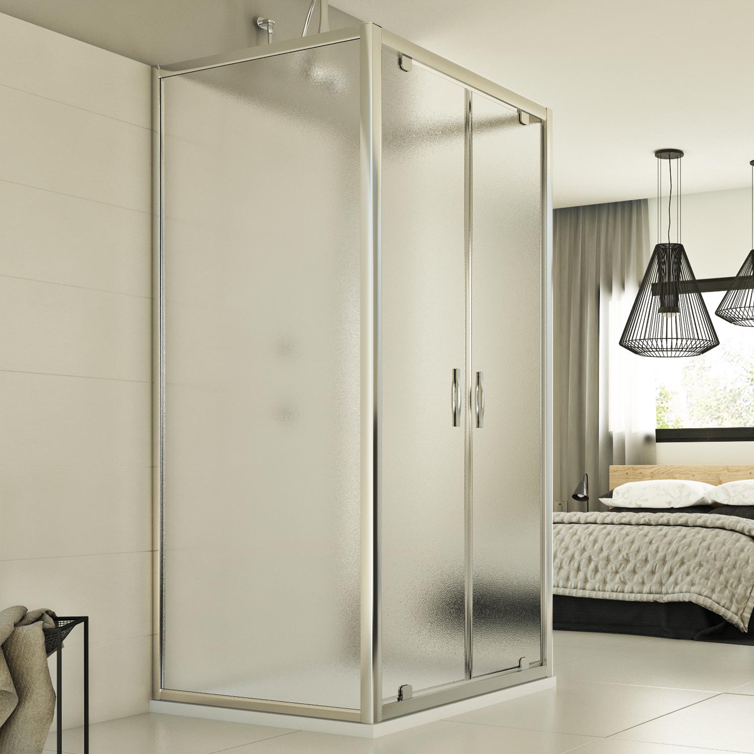 foto del prodotto box doccia 3 lati 80x100x80 cm h198 stampato c mod. cristal trio 2 ante